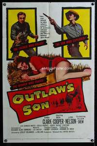 h588 OUTLAW'S SON one-sheet movie poster '57 Dane Clark, sexy babe!