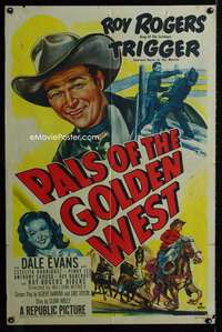 h593 PALS OF THE GOLDEN WEST one-sheet movie poster '51 Roy Rogers, Evans