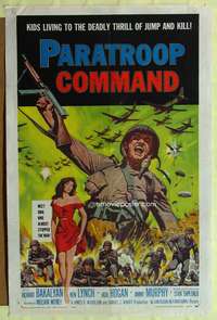 h594 PARATROOP COMMAND one-sheet movie poster '59 AIP, WWII sky-diving!