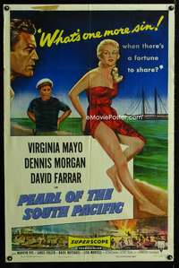 h603 PEARL OF THE SOUTH PACIFIC one-sheet movie poster '55 Virginia Mayo