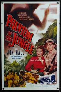h613 PHANTOM OF THE JUNGLE one-sheet movie poster '55 Jon Hall in Africa!