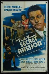 h617 PHILO VANCE'S SECRET MISSION one-sheet movie poster '47 Alan Curtis