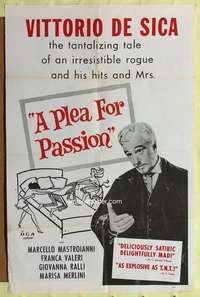 h622 PLEA FOR PASSION one-sheet movie poster '56 Vittorio De Sica, Mastroianni