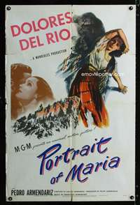 h627 PORTRAIT OF MARIA one-sheet movie poster '44 Seaton art of Del Rio!