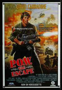 h589 P.O.W. THE ESCAPE video one-sheet movie poster '86 David Carradine