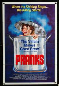 h629 PRANKS one-sheet movie poster '82 co-ed killed in stew pot!