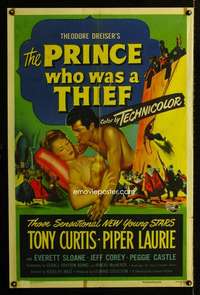 h633 PRINCE WHO WAS A THIEF one-sheet movie poster '51 Tony Curtis