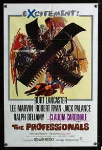 h635 PROFESSIONALS one-sheet movie poster '66 Burt Lancaster, Lee Marvin