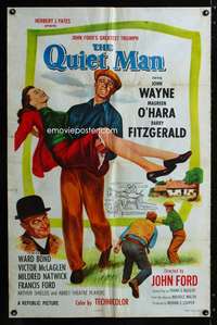 h644 QUIET MAN one-sheet movie poster R57 John Wayne, Maureen O'Hara