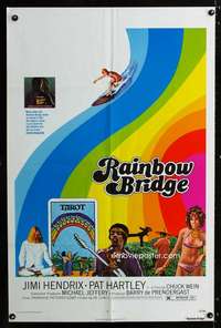 h645 RAINBOW BRIDGE one-sheet movie poster '72 Hendrix, wild surfing image!