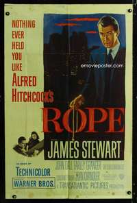 h660 ROPE one-sheet movie poster '48 James Stewart, Alfred Hitchcock