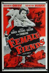 h201 FEMALE FIENDS one-sheet movie poster '59 sexy English bad girls!