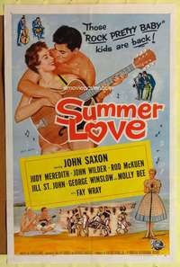 h722 SUMMER LOVE one-sheet movie poster '58 very young John Saxon!