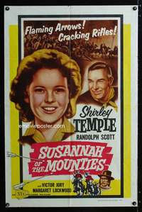 h724 SUSANNAH OF THE MOUNTIES one-sheet movie poster R58 Shirley Temple