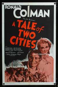 h729 TALE OF TWO CITIES one-sheet movie poster R62 Ronald Colman, Dickens