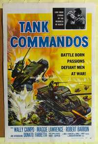 h732 TANK COMMANDOS one-sheet movie poster '59 AIP, cool tank art image!