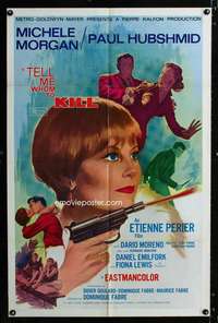 h734 TELL ME WHOM TO KILL one-sheet movie poster '65 deadly Michele Morgan!