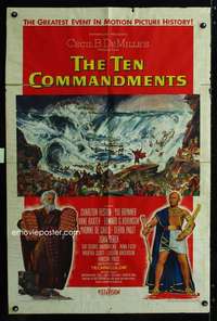 h735 TEN COMMANDMENTS style A one-sheet movie poster '56 Heston, DeMille
