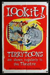 h736 TERRYTOONS one-sheet movie poster '62 Mighty Mouse, Paul Terry