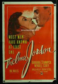 h739 THELMA JORDON one-sheet movie poster '50 Stanwyck, striking design!