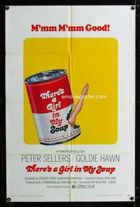 h740 THERE'S A GIRL IN MY SOUP one-sheet movie poster '71Campbell Soup art!