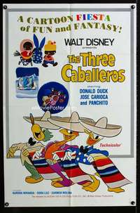 h744 THREE CABALLEROS one-sheet movie poster R77 Donald Duck, Panchito