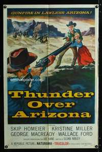 h747 THUNDER OVER ARIZONA one-sheet movie poster '56 cowboy Skip Homeier!