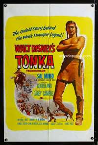 h756 TONKA one-sheet movie poster '57 Sal Mineo, Disney Native Americans!