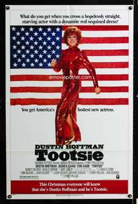 h757 TOOTSIE advance one-sheet movie poster '82 Dustin Hoffman in drag!