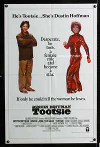 h758 TOOTSIE int'l one-sheet movie poster '82 Hoffman, man/woman style!