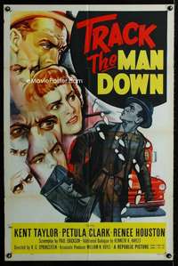 h764 TRACK THE MAN DOWN one-sheet movie poster '55 Petula Clark, Kent Taylor