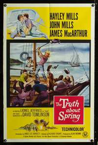 h773 TRUTH ABOUT SPRING one-sheet movie poster '65 Hayley & John Mills!