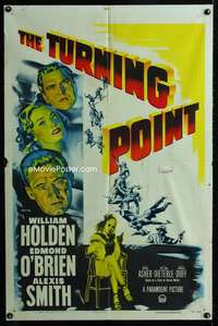 h774 TURNING POINT one-sheet movie poster '52 William Holden, film noir!