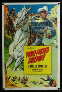 h026 2-FISTED SHERIFF one-sheet movie poster R52 Charles Starrett