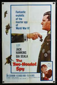 h780 TWO-HEADED SPY one-sheet movie poster '58 Jack Hawkins, Gia Scala