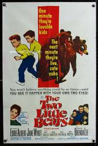h778 TWO LITTLE BEARS one-sheet movie poster '61 cute kids become cubs!