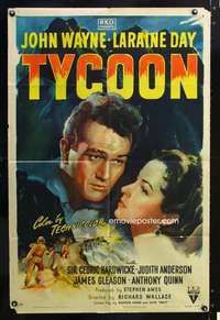 h781 TYCOON style A one-sheet movie poster '47 John Wayne, Laraine Day