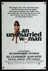 h785 UNMARRIED WOMAN one-sheet movie poster '78 Jill Clayburgh, Alan Bates