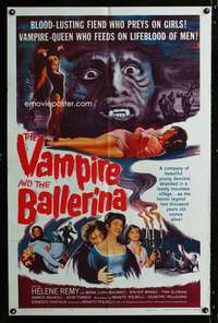 h791 VAMPIRE & THE BALLERINA one-sheet movie poster '62 Helene Remy