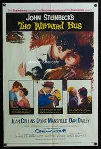 h807 WAYWARD BUS one-sheet movie poster '57 Jayne Mansfield, Steinbeck