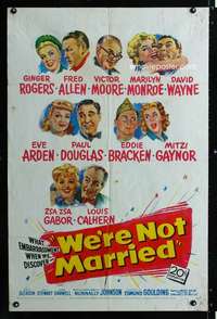 h813 WE'RE NOT MARRIED one-sheet movie poster '52 young Marilyn Monroe!