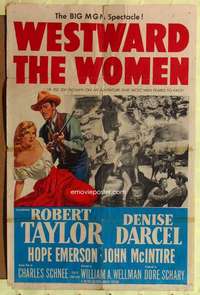 h814 WESTWARD THE WOMEN one-sheet movie poster '51 Robert Taylor, Darcel