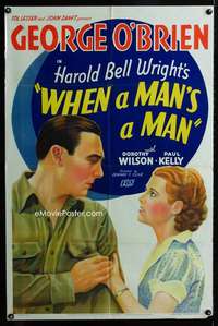 h816 WHEN A MAN'S A MAN one-sheet movie poster '35 cool stone litho!