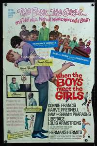 h819 WHEN THE BOYS MEET THE GIRLS one-sheet movie poster '65 Connie Francis