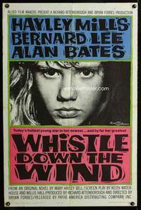 h829 WHISTLE DOWN THE WIND style A one-sheet movie poster '62 Hayley Mills