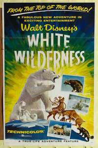 h831 WHITE WILDERNESS one-sheet movie poster '58 Disney arctic animals!