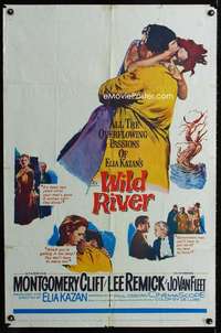 h838 WILD RIVER one-sheet movie poster '60 Elia Kazan, Montgomery Clift