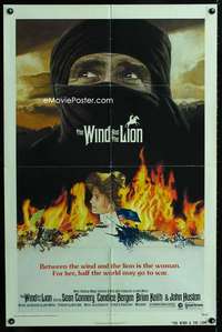h841 WIND & THE LION one-sheet movie poster '75 Sean Connery, Bergen