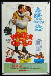 h843 WINTER A GO-GO one-sheet movie poster '65 ski buffs & ski babes!