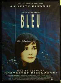 m554 BLUE French one-panel movie poster '93 Juliette Binoche, Yeti art!